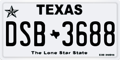 TX license plate DSB3688