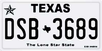 TX license plate DSB3689