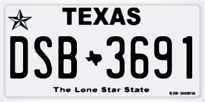 TX license plate DSB3691