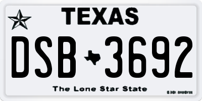 TX license plate DSB3692