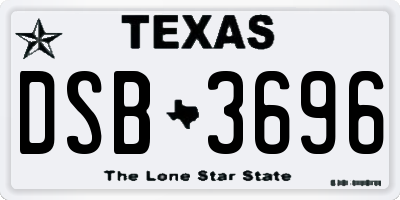 TX license plate DSB3696