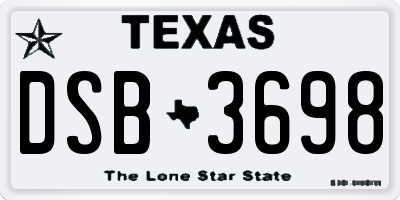 TX license plate DSB3698