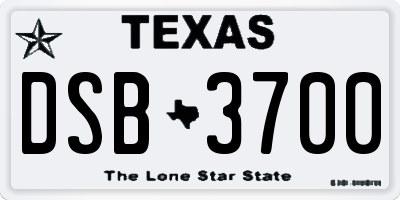 TX license plate DSB3700
