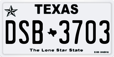TX license plate DSB3703