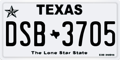 TX license plate DSB3705