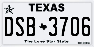 TX license plate DSB3706