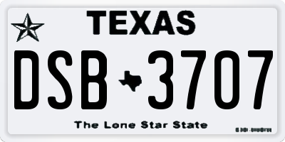 TX license plate DSB3707