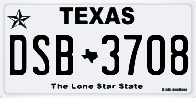 TX license plate DSB3708