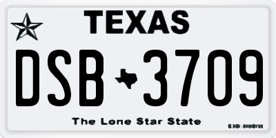 TX license plate DSB3709