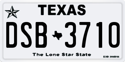 TX license plate DSB3710