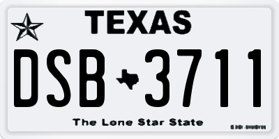TX license plate DSB3711