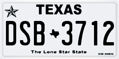 TX license plate DSB3712