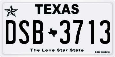 TX license plate DSB3713