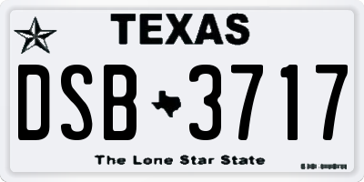 TX license plate DSB3717