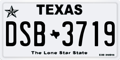 TX license plate DSB3719