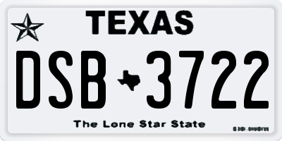 TX license plate DSB3722