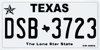 TX license plate DSB3723