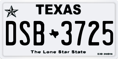 TX license plate DSB3725