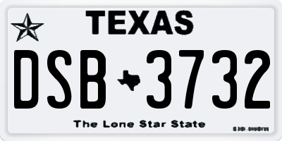TX license plate DSB3732