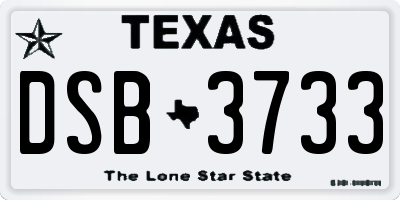 TX license plate DSB3733