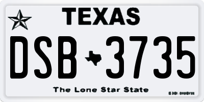TX license plate DSB3735