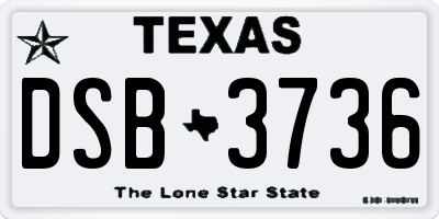 TX license plate DSB3736