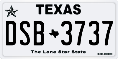 TX license plate DSB3737