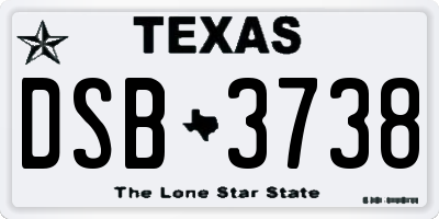 TX license plate DSB3738