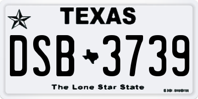 TX license plate DSB3739