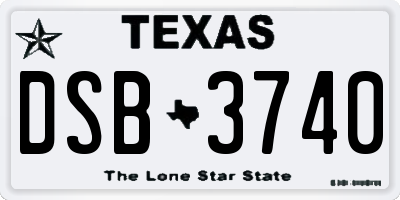 TX license plate DSB3740