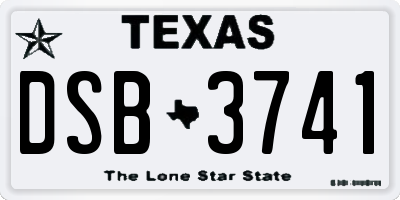 TX license plate DSB3741