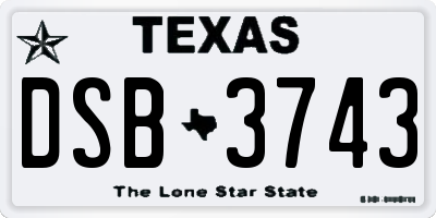 TX license plate DSB3743