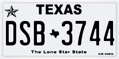TX license plate DSB3744