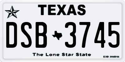 TX license plate DSB3745