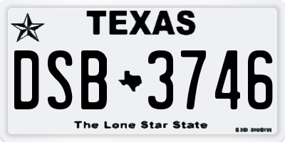 TX license plate DSB3746