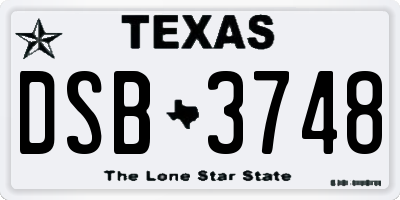 TX license plate DSB3748