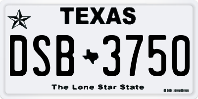 TX license plate DSB3750