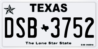 TX license plate DSB3752