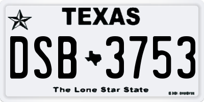 TX license plate DSB3753