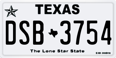 TX license plate DSB3754