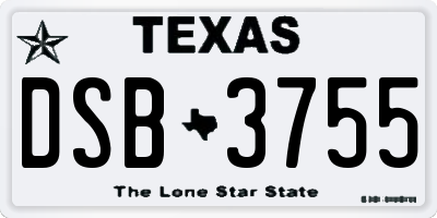 TX license plate DSB3755