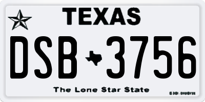 TX license plate DSB3756
