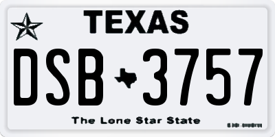TX license plate DSB3757