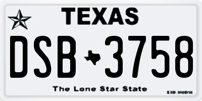 TX license plate DSB3758