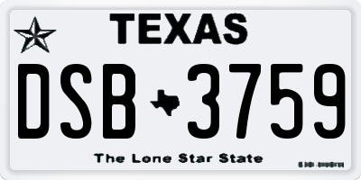 TX license plate DSB3759