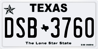 TX license plate DSB3760
