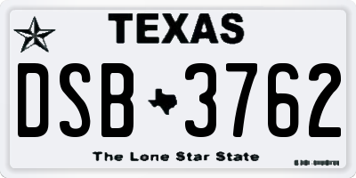 TX license plate DSB3762