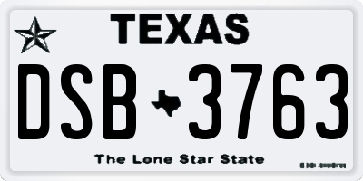 TX license plate DSB3763