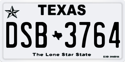 TX license plate DSB3764