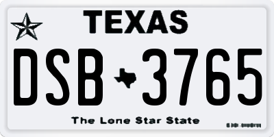 TX license plate DSB3765